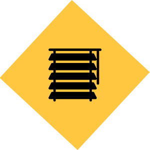 Yellow diamond with black louvered window.